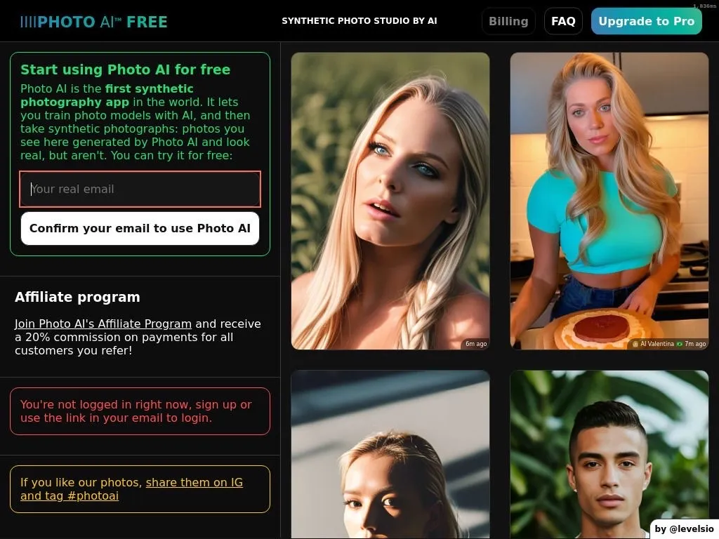 a screenshot of PhotoAI website.